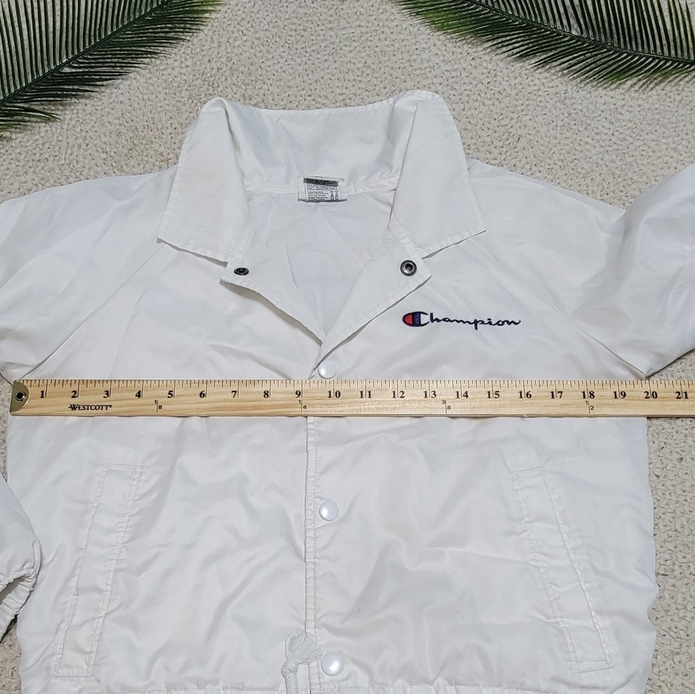 Champion White Cropped Coach Windbreaker Jacket S - Picture 9 of 11